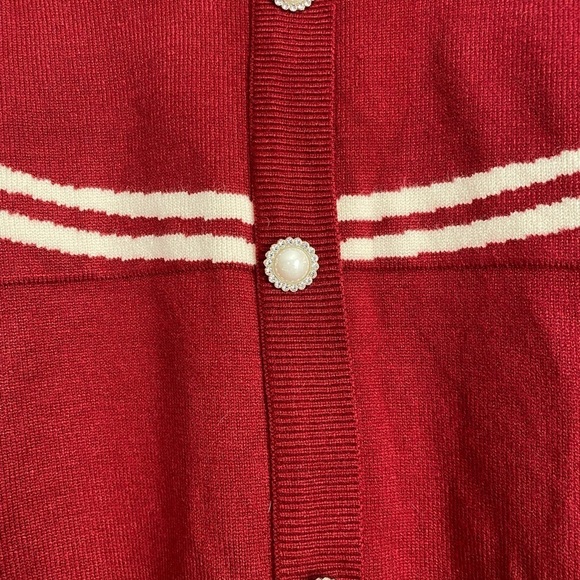 Cider Flower Button Long Sleeve Red Sweater/Cardigan Sz: Medium - Picture 4 of 8